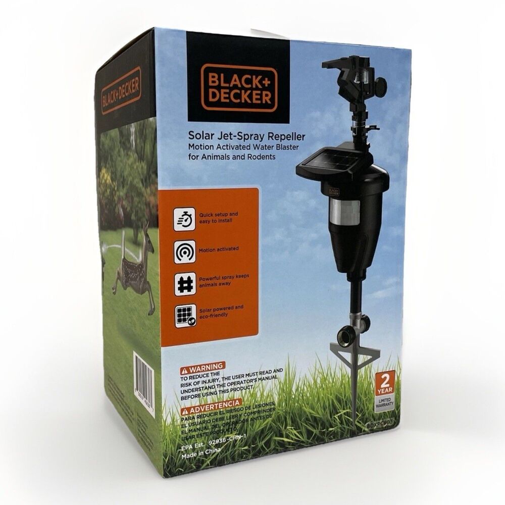 BRAND NEW Black & Decker Solar Jet-Spray Repeller Motion Activated Water Blaster